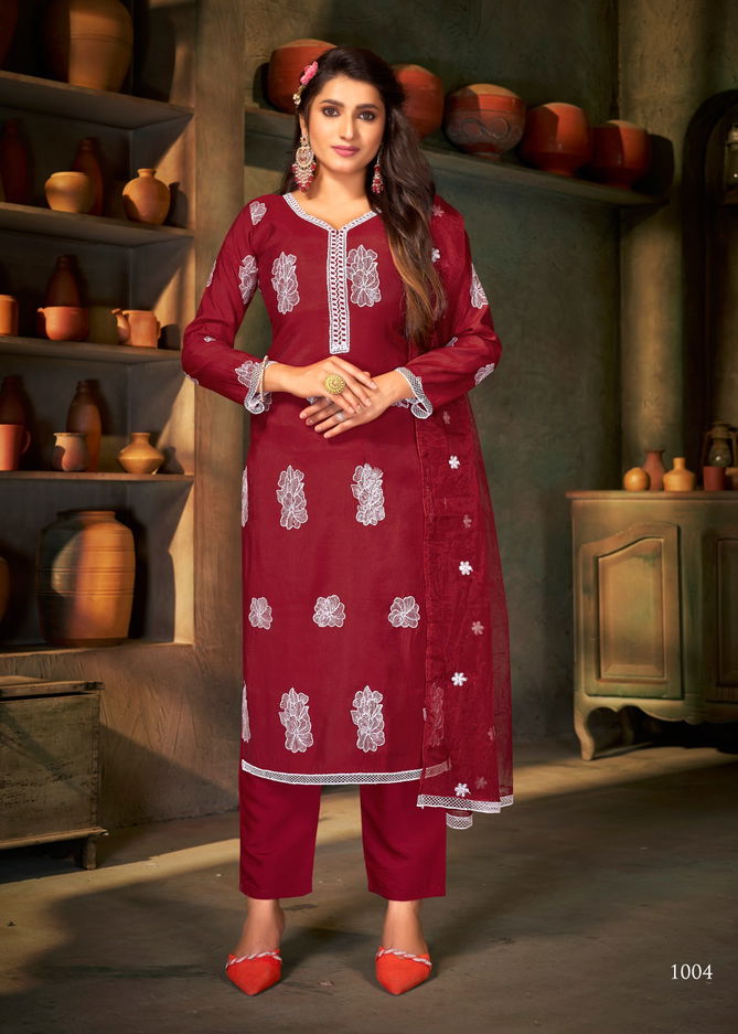 Peri Peri By Banwery Russian Silk Lakhnavi work Kurti With Bottom Dupatta Wholesale Online